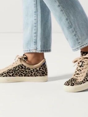 Rothy's Leopard-Print Low-Top Sneakers in Beige and Black